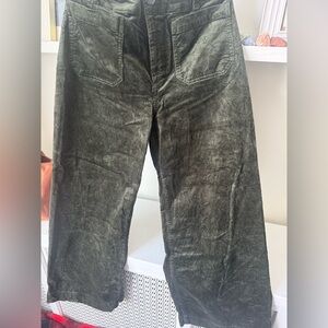 The Collette Crop Corduroy in GREEN